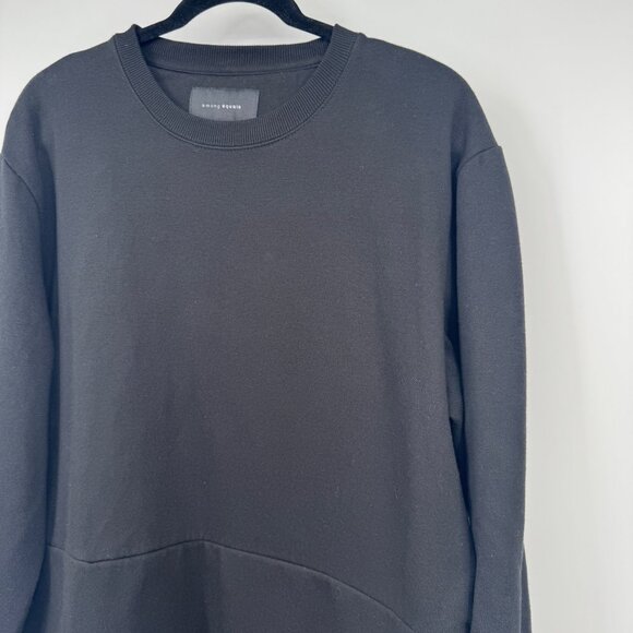 Among Equals Pull Over Men size Large L Black half zipper sides sweatshirt top - Picture 2 of 11